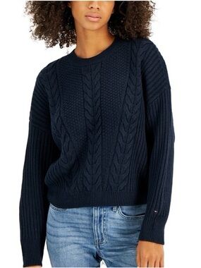 Tommy Hilfiger Navy Drop Shoulder Sweater